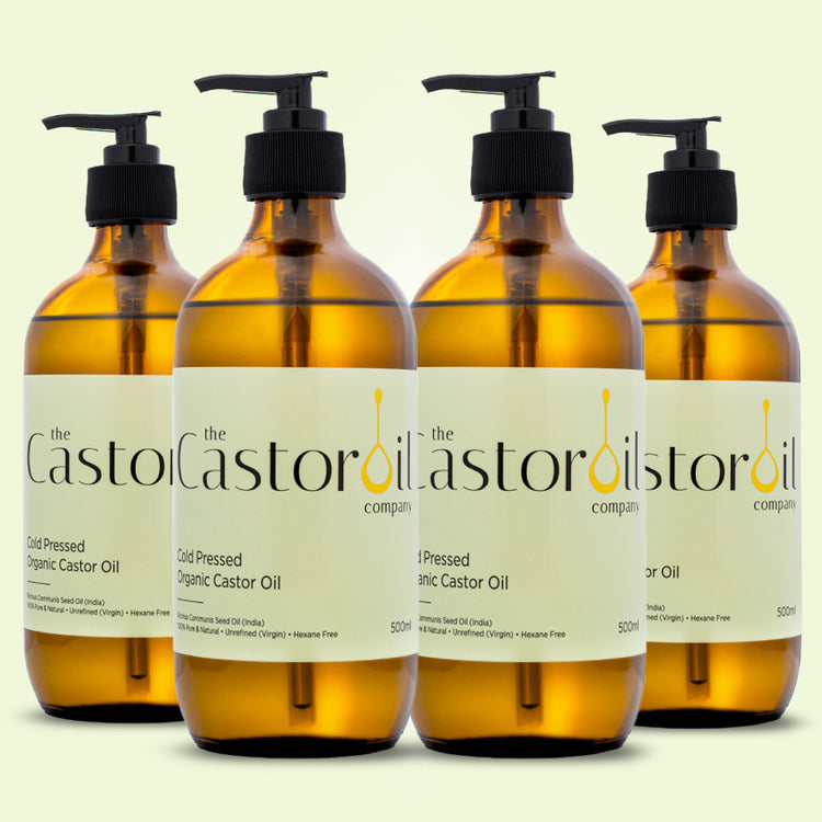 4x 500ml Organic Castor Oil with Pump