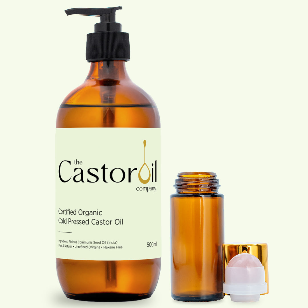 500ml Castor Oil with pump and Roll on bottle