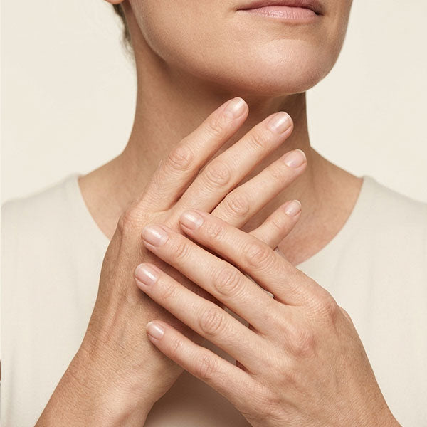 Close-up of natural short nails and cuticles